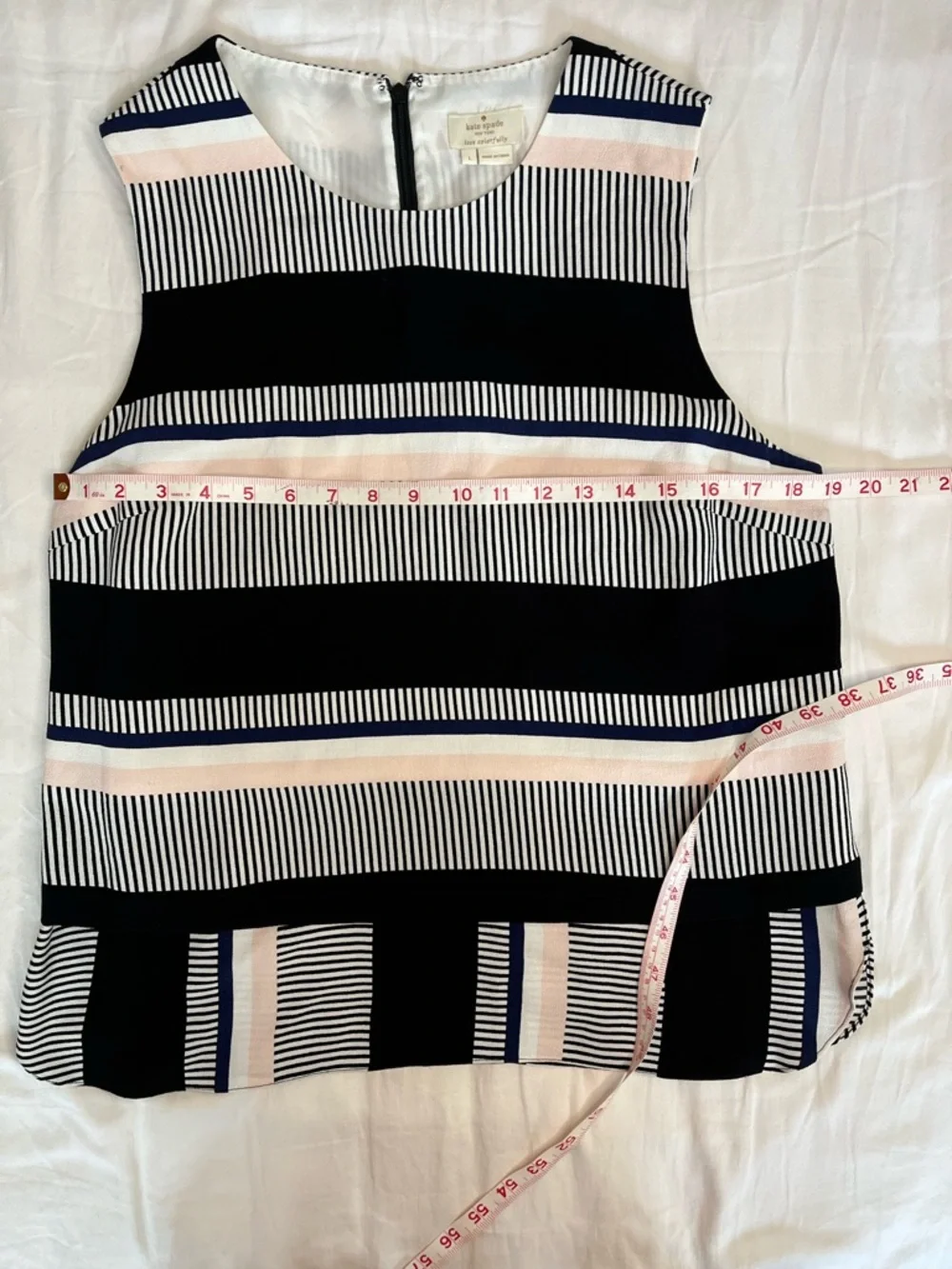 Kate Spade Striped Sleeveless Top in Black, Pink, Navy Women’s Large